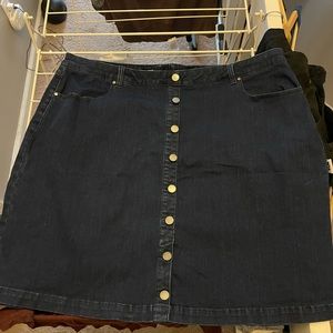 NWOT Universal Standard Ang Denim Button Down Skirt LARGE 22-24 Dark Indigo